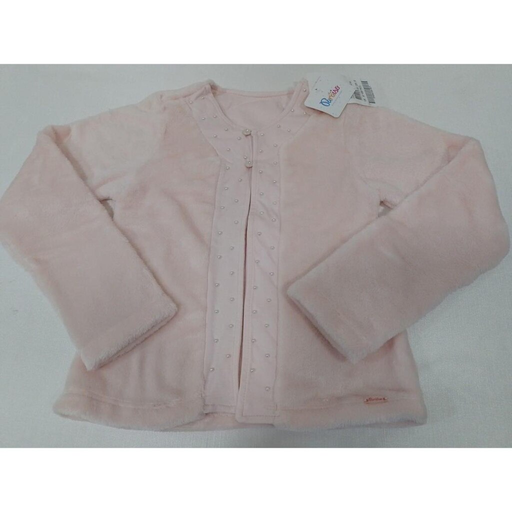Casaco Pelo Menina Perolas Luxo Paraiso Inverno Ref 13201 - Rosa Pastel - TAM 10 ANOS