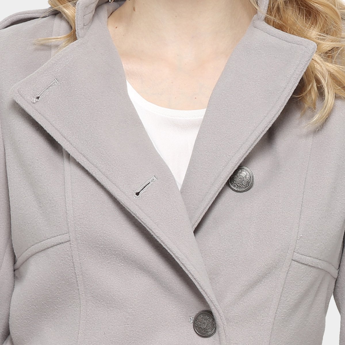 casaco lã batido feminino cinza