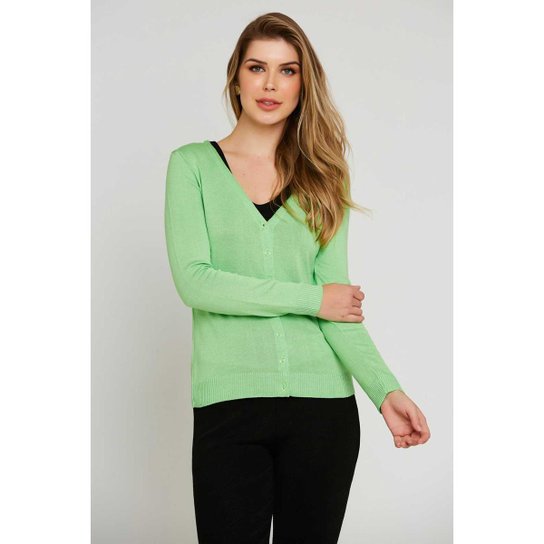 Casaco Ralm tricot com botões - Verde - Verde