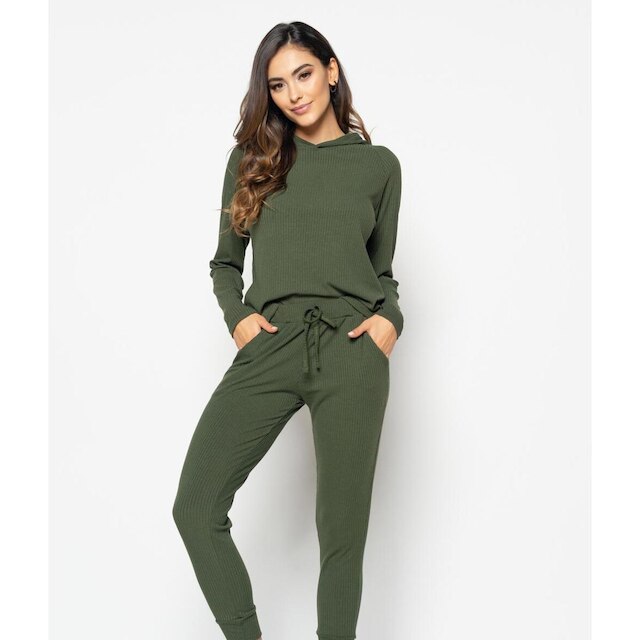 Casaco Salvatore Fashion Comfy Malha Canelada Capuz Feminino