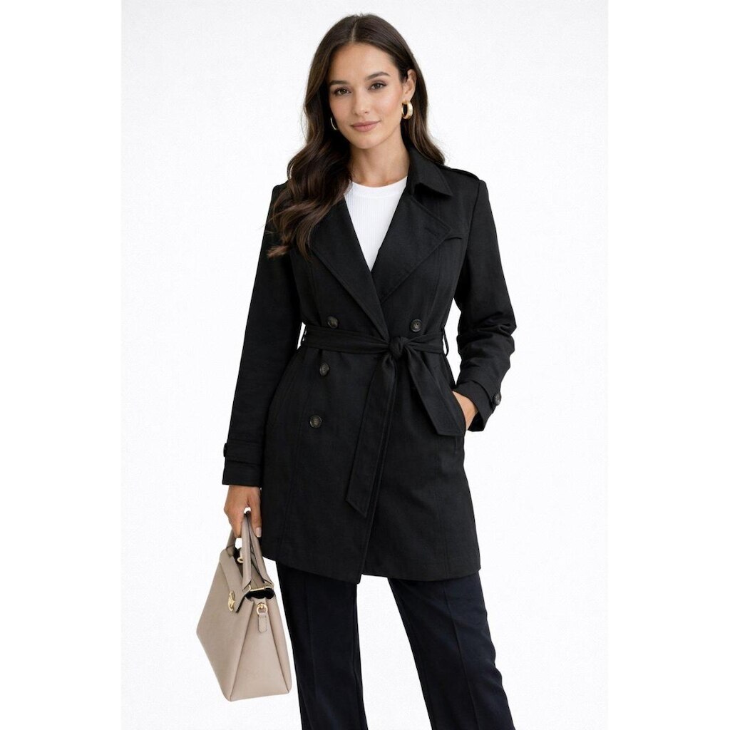 Casaco Sobretudo D Bell Outlet Fashion Com Cinto Preto