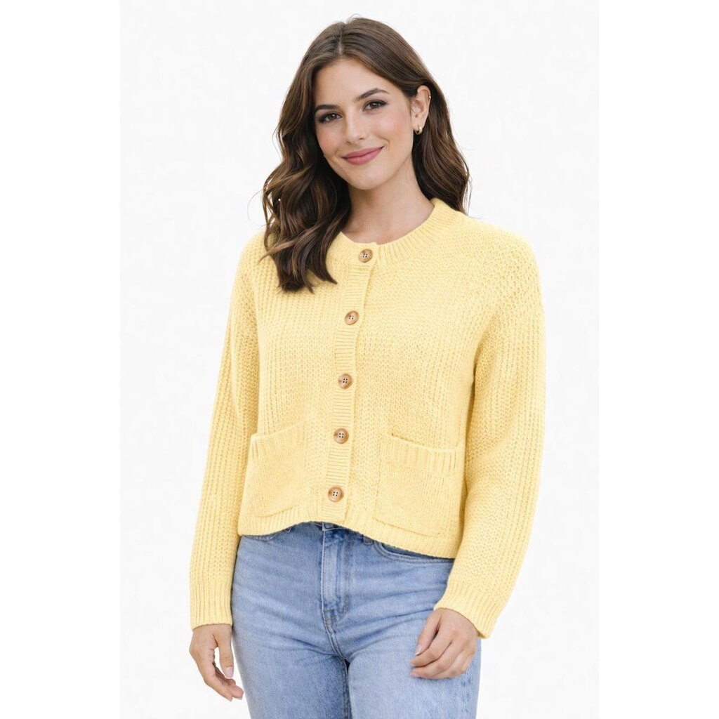 Casaco Tricô D Bell Outlet Fashion Bolso Amarelo