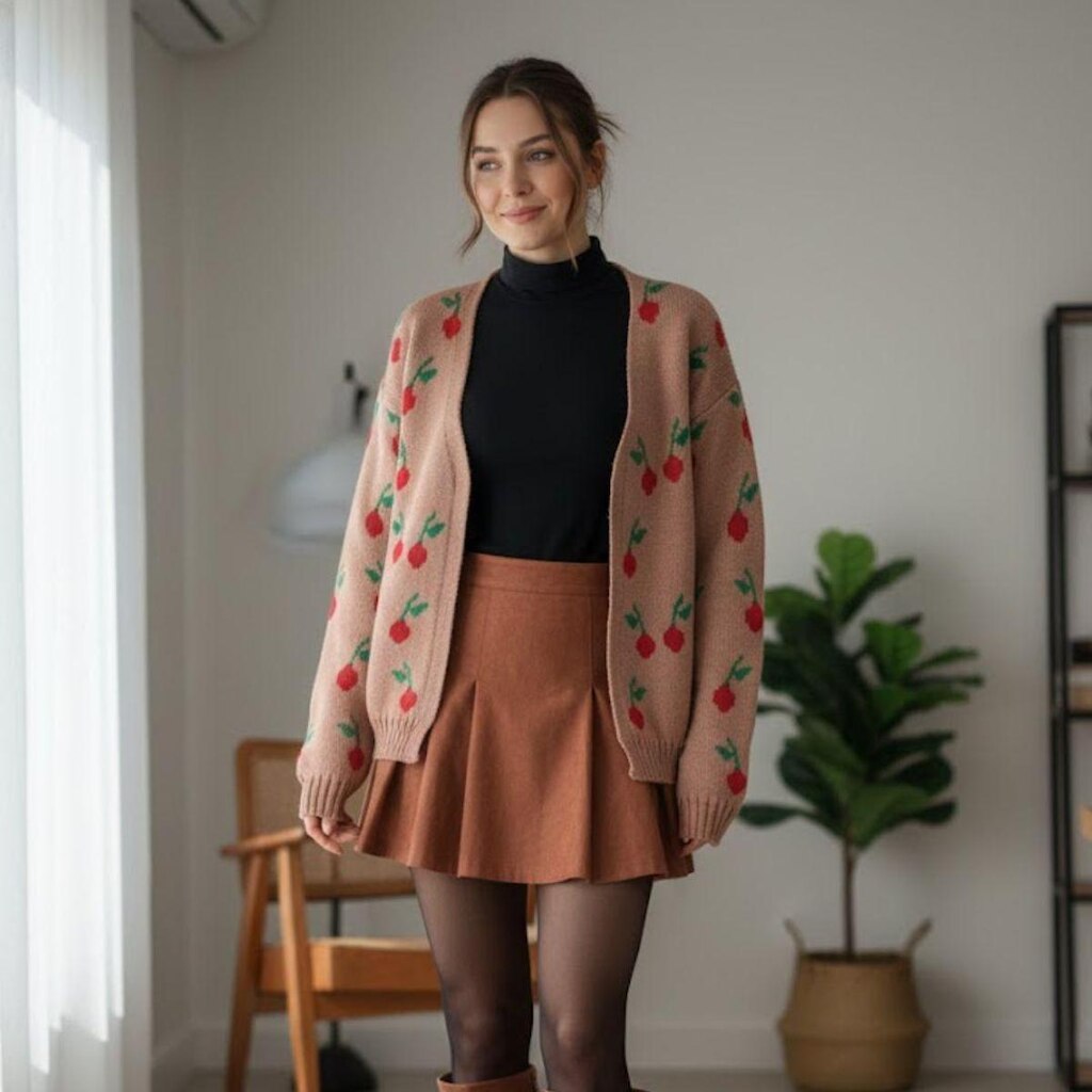 Casaco Tricot Cereja Cherry