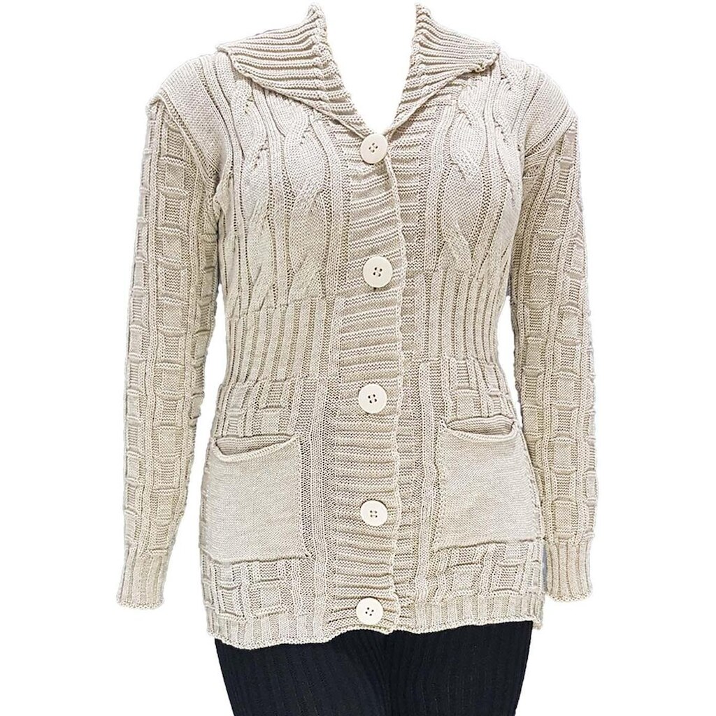 Casaco Tricot Feminino Gola Links Bolso - Katlen Tricot