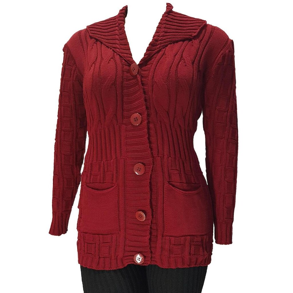 Casaco Tricot Feminino Gola Links Bolso - Katlen Tricot