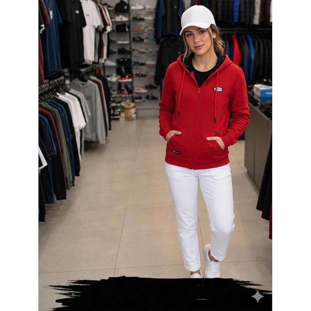 casaco vermelho Fatal com gorro e bolso canguru