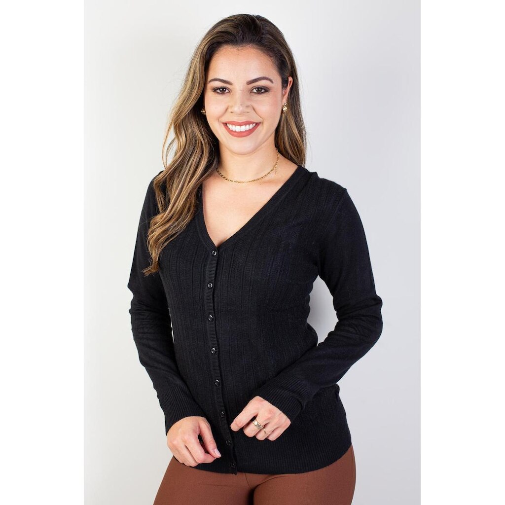 Casaquinho feminino gola v botões 81099