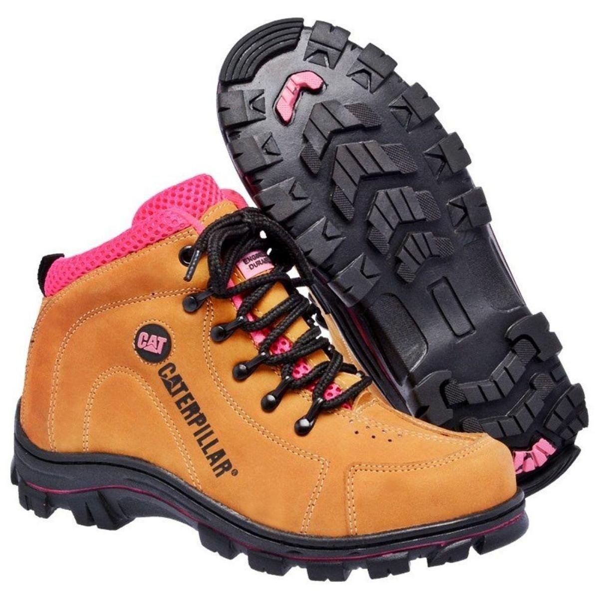 Cat Bota Feminina Amarela Confort Trabalho Couro Segurança Zattini