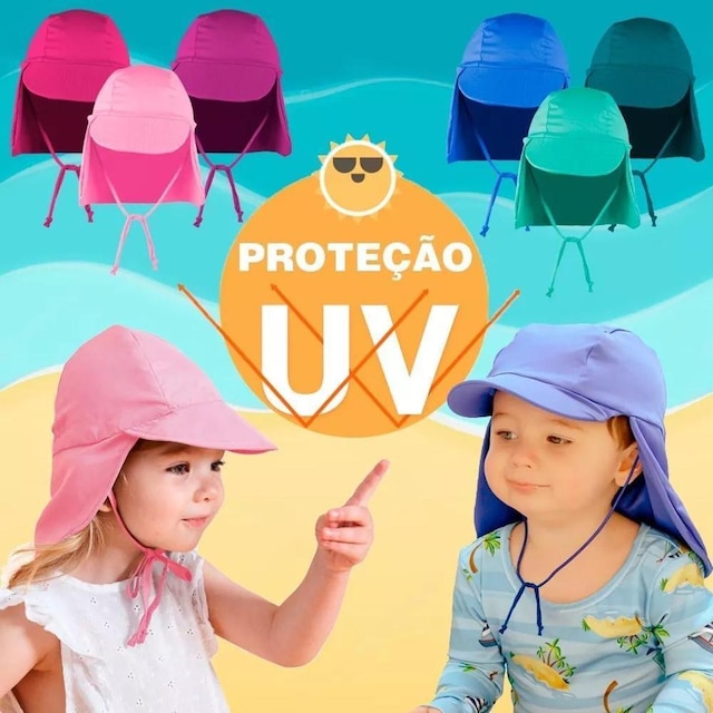 Chapéu Boné Proteção Solar UV 50+ Praia Piscina Bebê Infantil