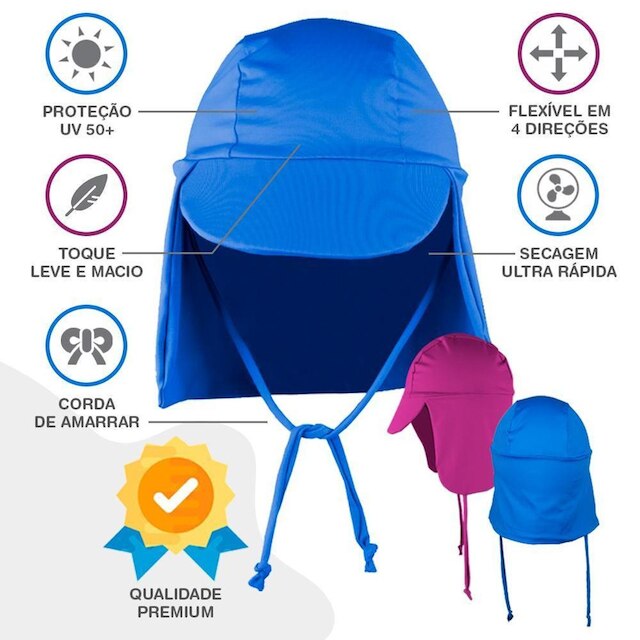 Chapéu Boné Proteção Solar UV 50+ Praia Piscina Bebê Infantil