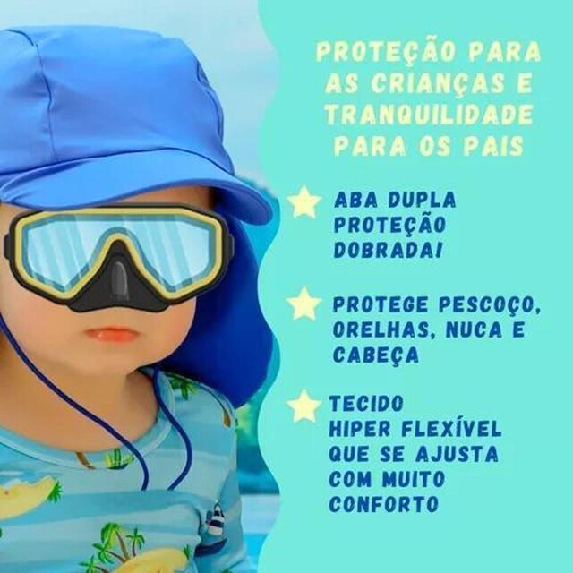 Chapéu Boné Proteção Solar UV 50+ Praia Piscina Bebê Infantil