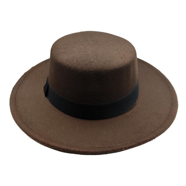 Chapéu Fedora redondo Aba Grande feminino Feltro Floppy Clássico