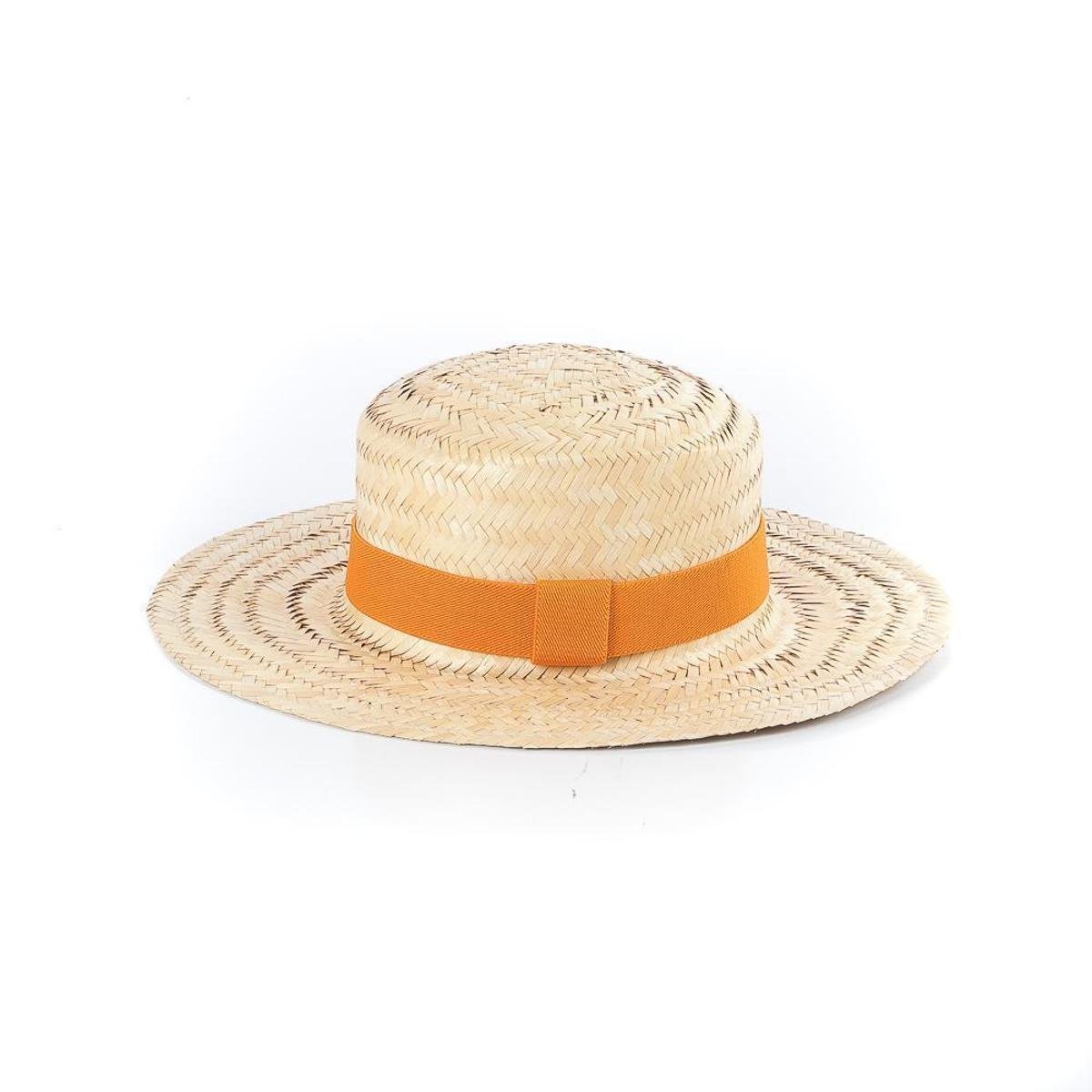 Chapéu Feminino Paris Palha Faixa Gorgurão Liso Casual - Laranja Menor preço em Chapéu Feminino Paris Palha Faixa Gorgurão Liso Casual - Laranja