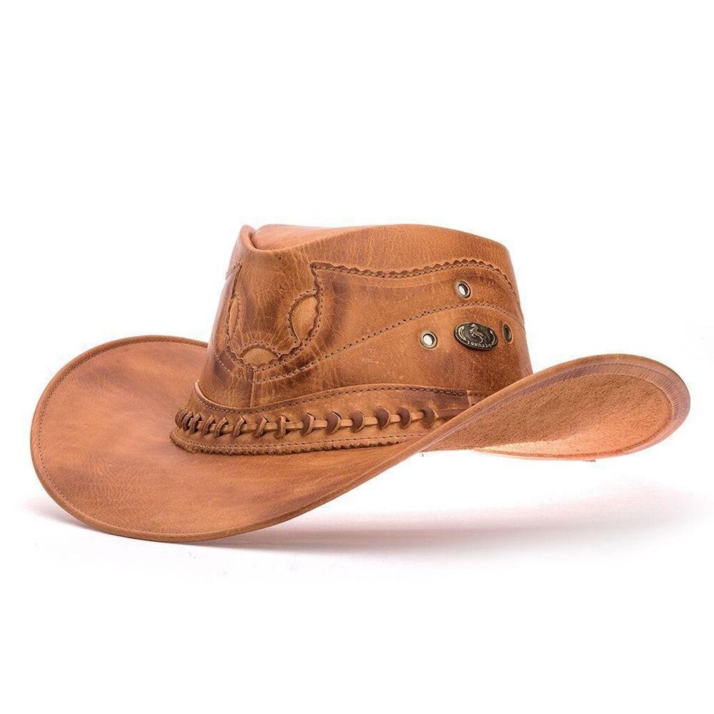 Chapéu Texano Masculino Em Couro Country Cowboy