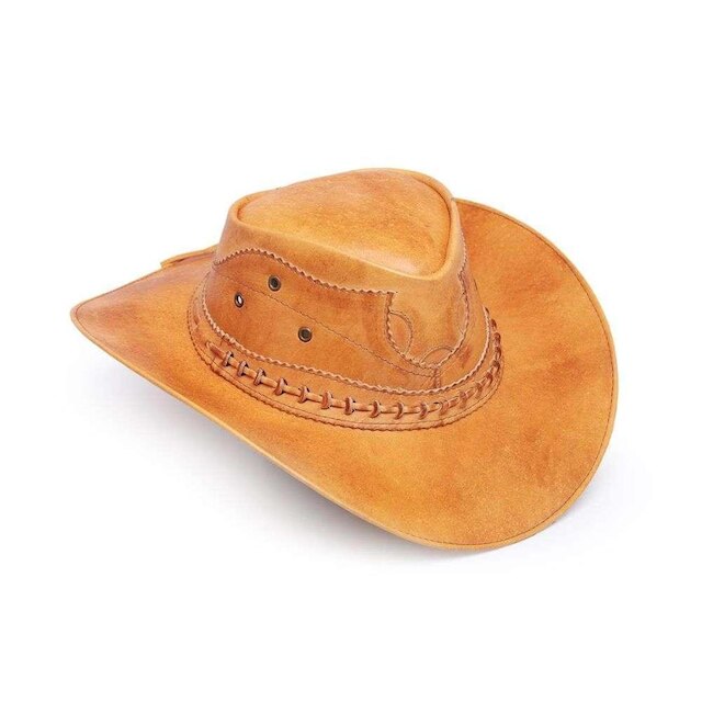 Chapéu Texano Masculino Em Couro Country Cowboy