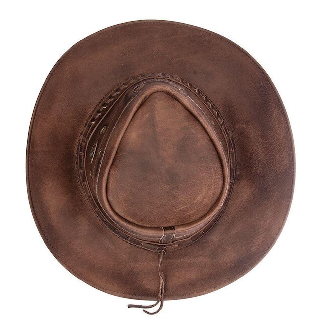 Chapéu Texano Masculino Em Couro Country Cowboy