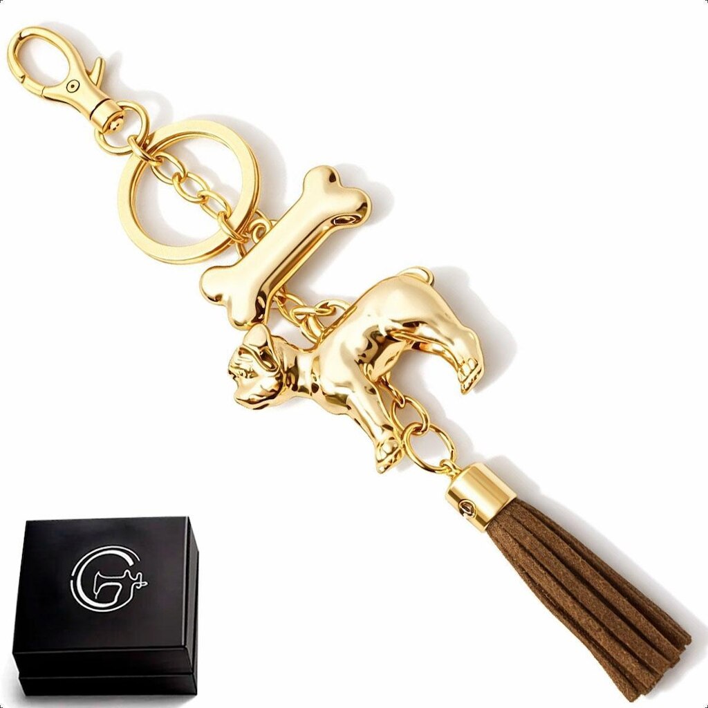 Chaveiro Cachorro Ouro Bambolin Dourado Mosquete Osso Argola