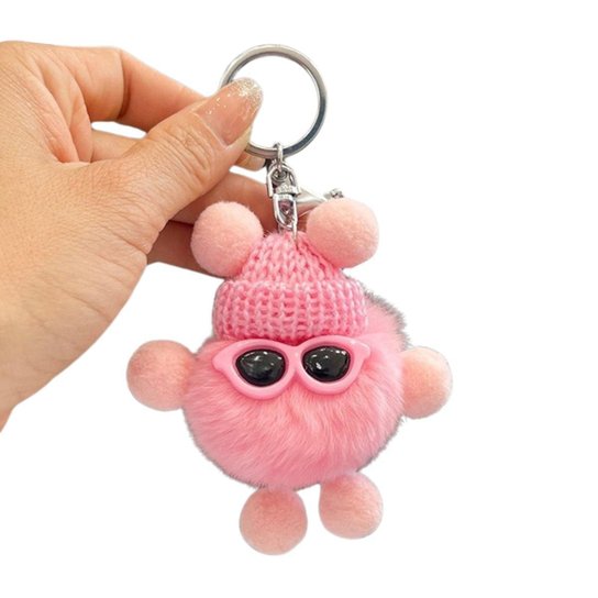 CHAVEIRO POM POM DE ÓCULOS KAWAII