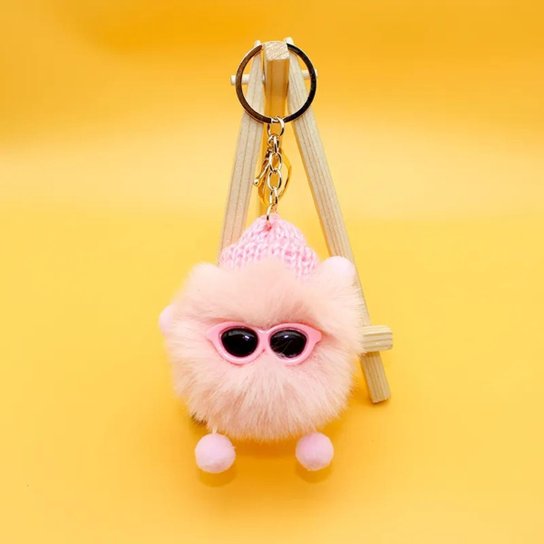 CHAVEIRO POM POM DE ÓCULOS KAWAII