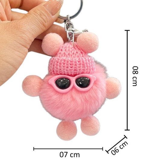 CHAVEIRO POM POM DE ÓCULOS KAWAII