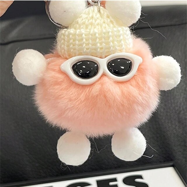 CHAVEIRO POM POM DE ÓCULOS KAWAII