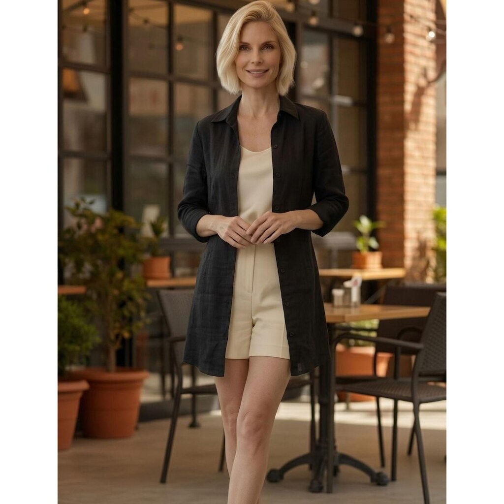 Chemise Feminina Manga Longa Para Sobreposição Gisele Freitas