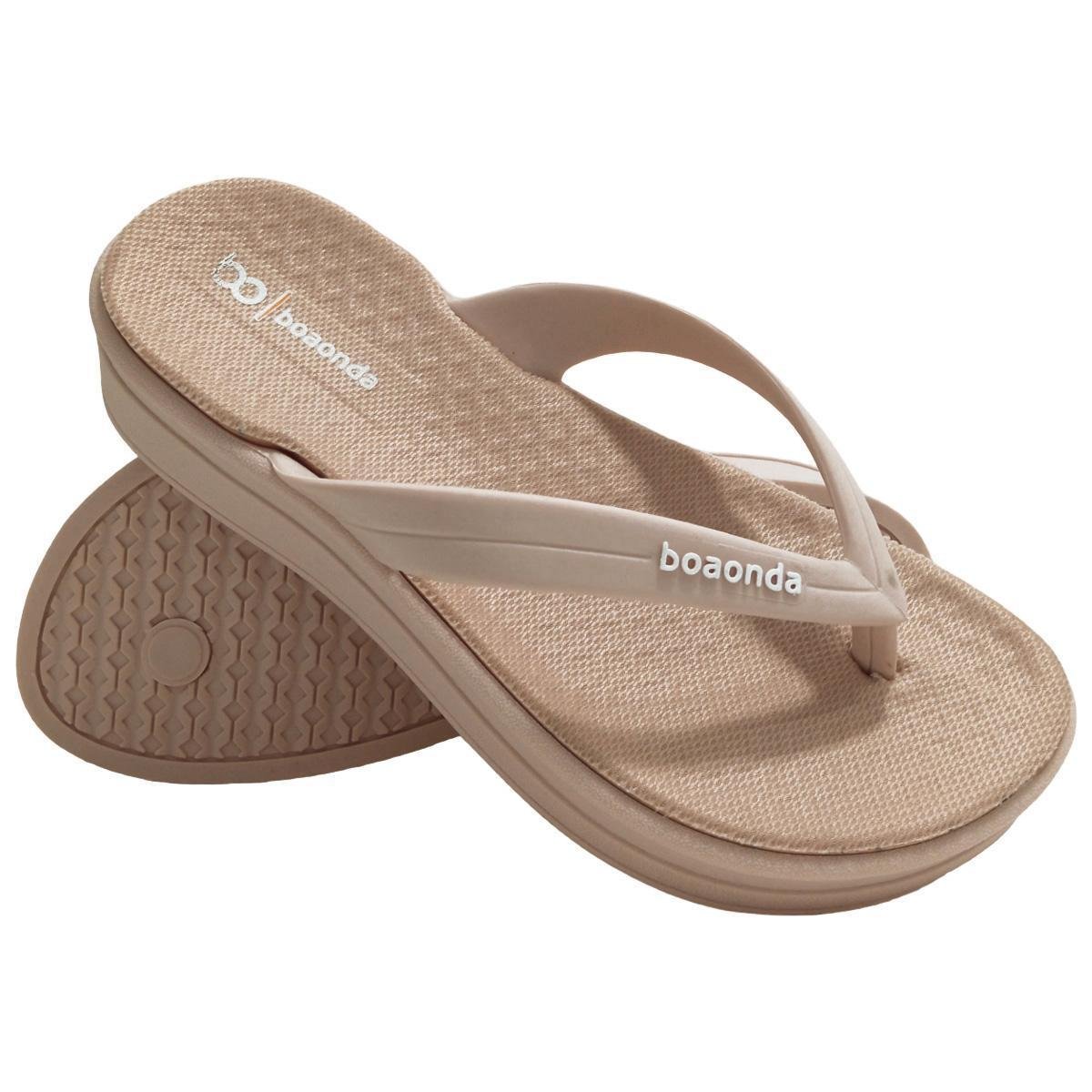 Chinelo Anabela Feminino Boa Onda Anne Borracha Confortável