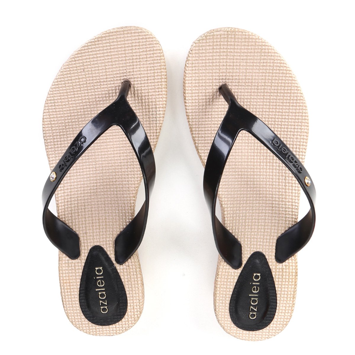 Chinelo Azaleia Capim Dourado Feminino - Preto+Bege Menor preço em Chinelo Azaleia Capim Dourado Feminino - Preto+Bege