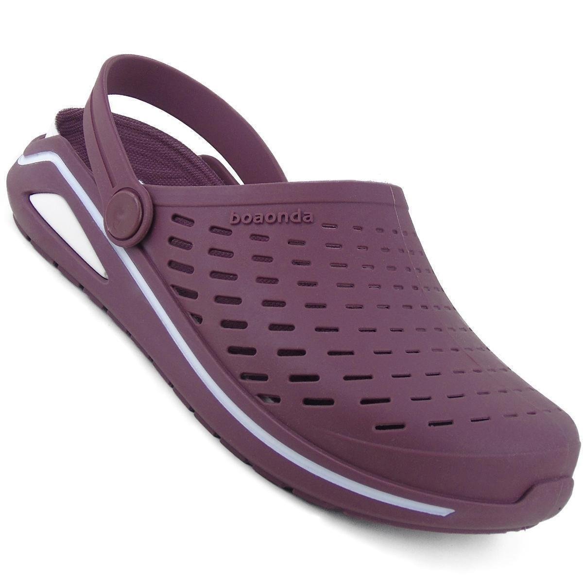 Chinelo Babuche Sandália Papete Clog Casual Unissex Palmilha Conforto Anti Fungos Boa Onda - Vinho Menor preço em Chinelo Babuche Sandália Papete Clog Casual Unissex Palmilha Conforto Anti Fungos Boa Onda - Vinho