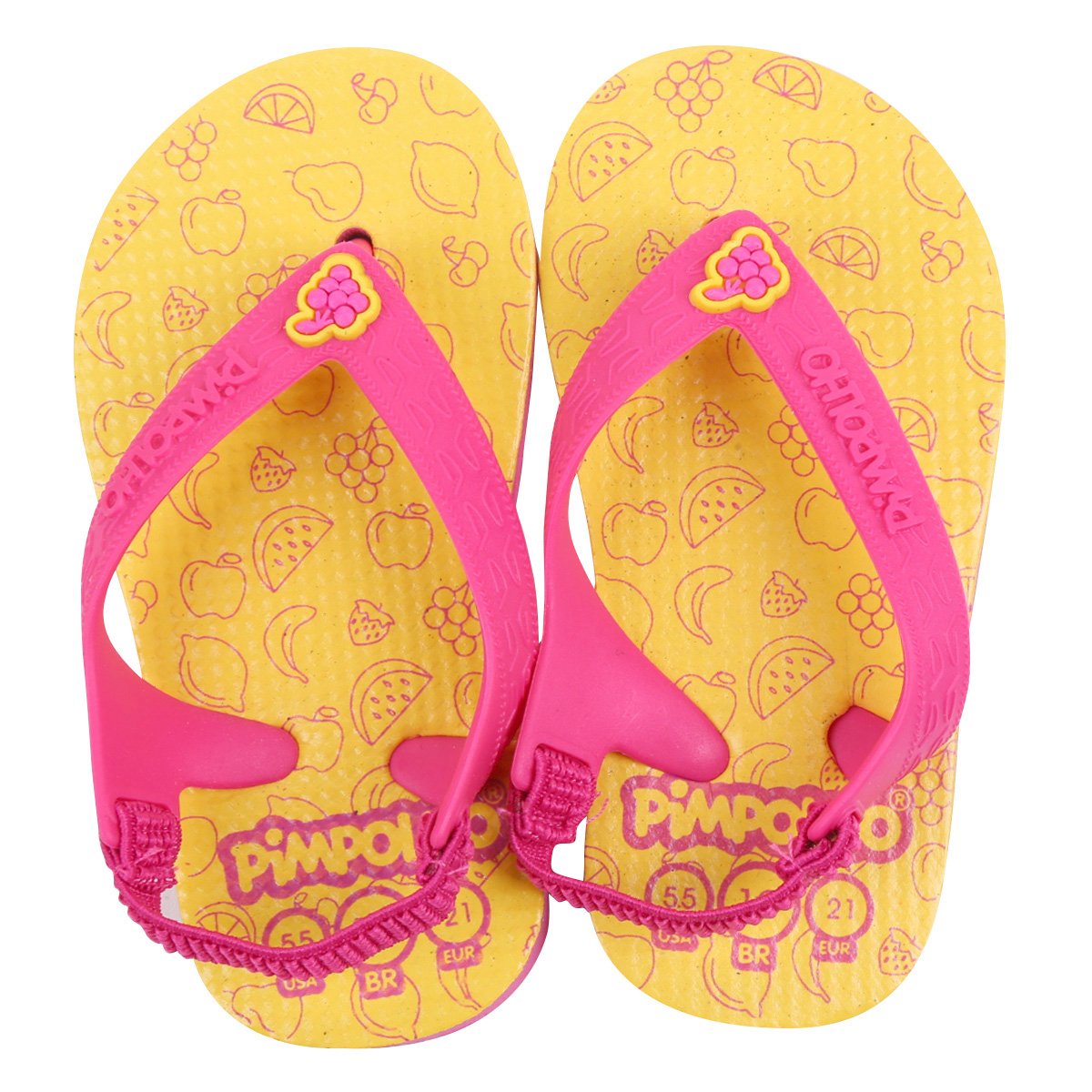 Chinelo Bebê Pimpolho Elástico Frutinhas Feminino - Amarelo Menor preço em Chinelo Bebê Pimpolho Elástico Frutinhas Feminino - Amarelo