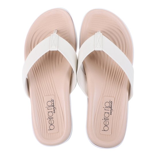 Chinelo Beira Rio Palmilha Conforto Feminino - Off White