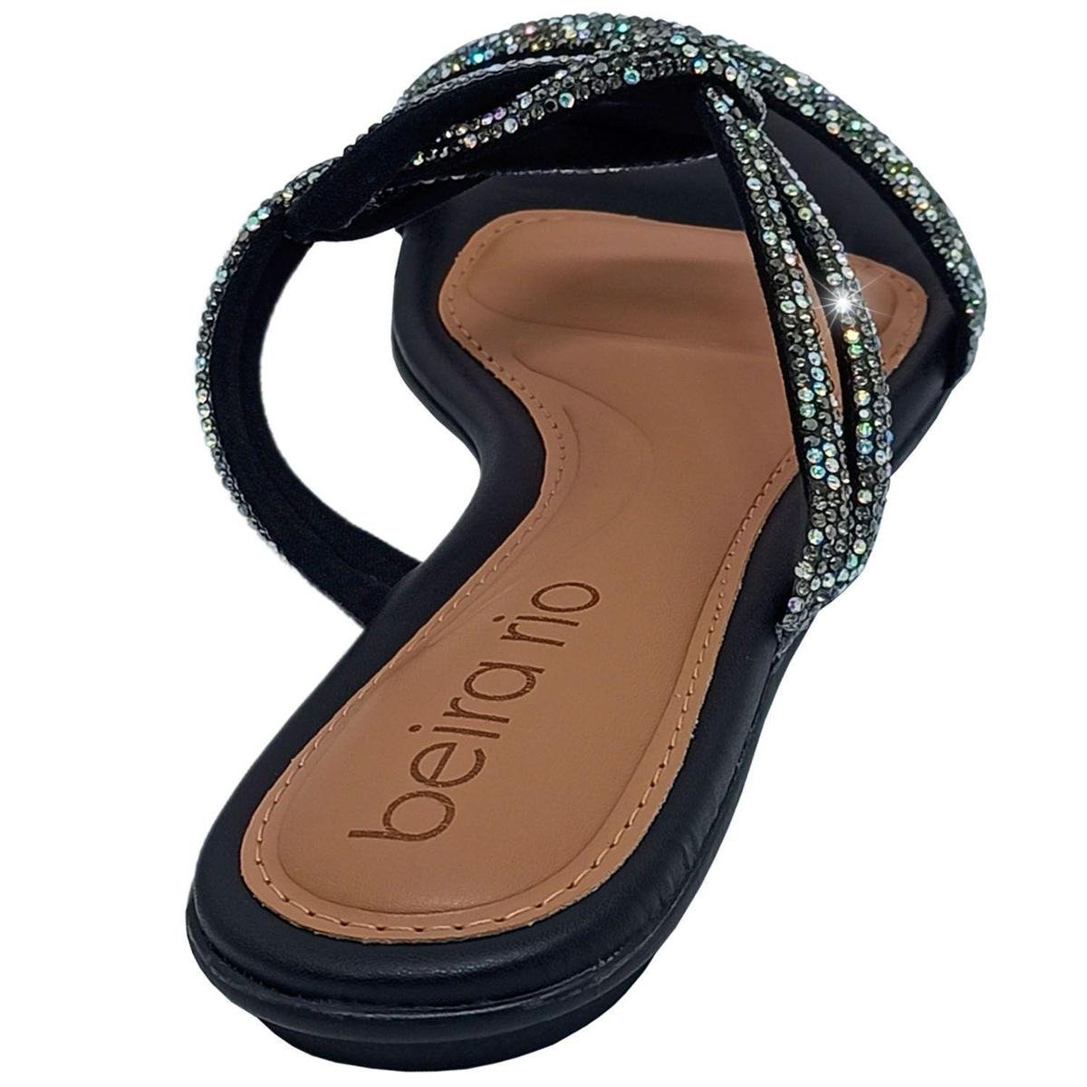 Chinelo Beira Rio Rasteirinha Tiras Brilho Glam Feminino Zattini