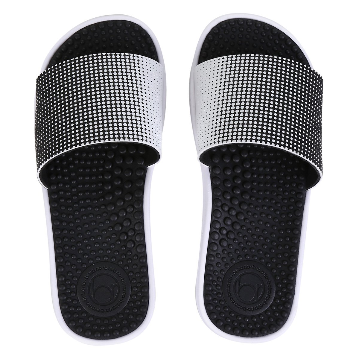 Chinelo Beira Rio Slide Bolinhas Feminino - Branco+Preto Menor preço em Chinelo Beira Rio Slide Bolinhas Feminino - Branco+Preto
