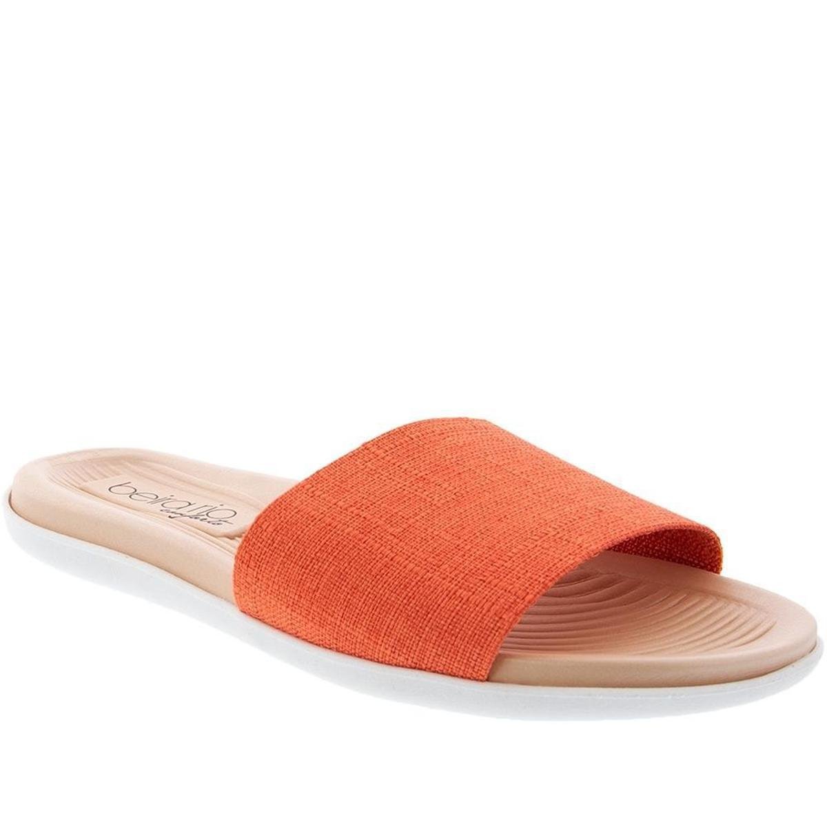Chinelo Beira Rio Slide Conforto Floral Lona Feminino - Laranja Menor preço em Chinelo Beira Rio Slide Conforto Floral Lona Feminino - Laranja