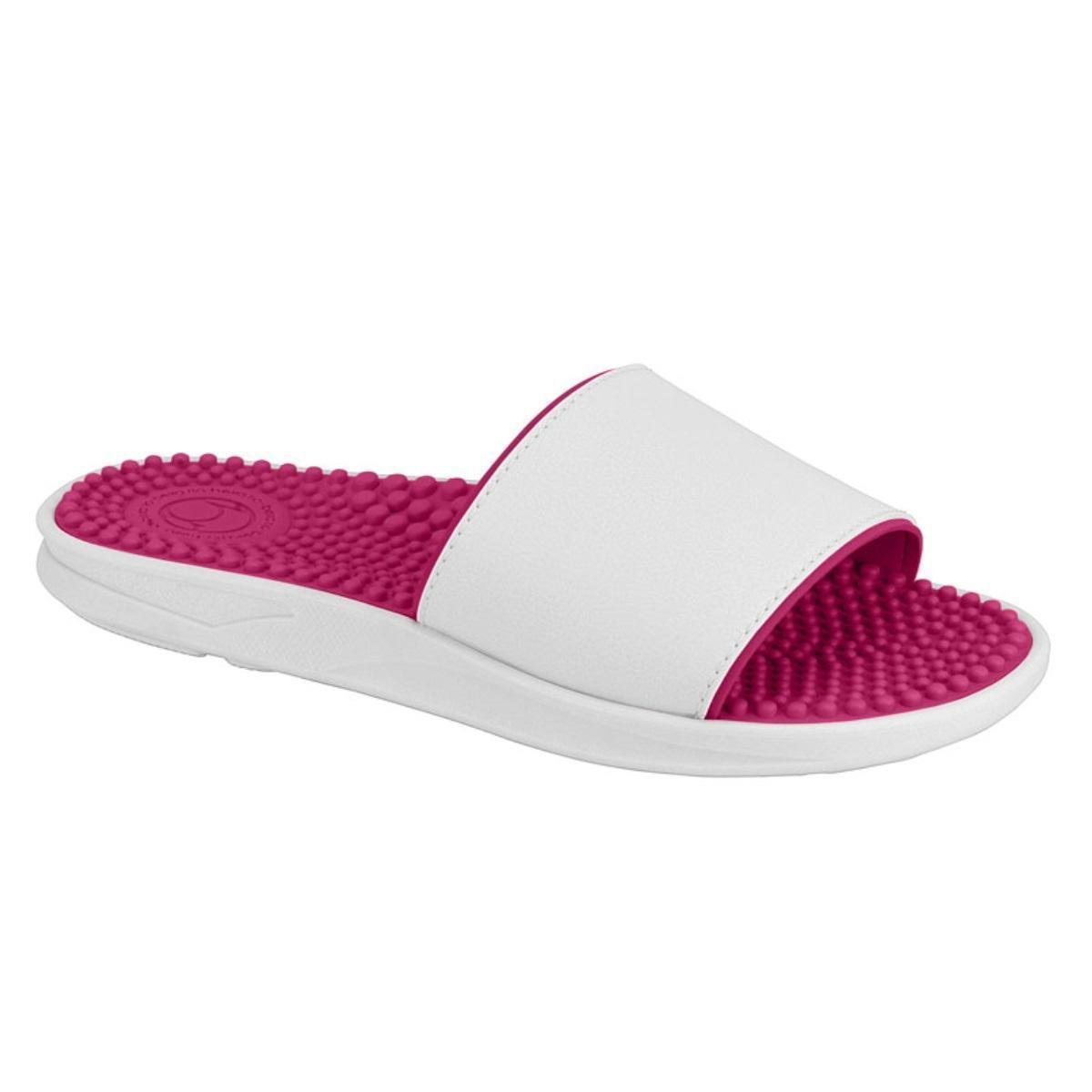 Chinelo Beira Rio Slide Massageador Feminino - Branco+Pink Menor preço em Chinelo Beira Rio Slide Massageador Feminino - Branco+Pink