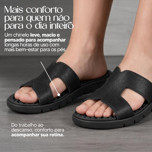 Chinelo Benévola Feminino Ortopédico Anatômico Conforto Palmilha Massageadora Macia Antiderrapante