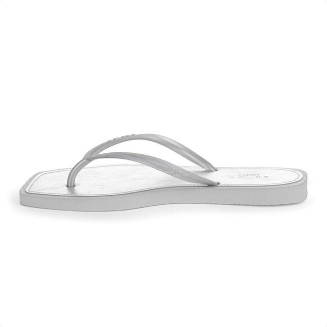 Chinelo Brizza Arezzo Bico Quadrado Metal Square Prata - Feminino