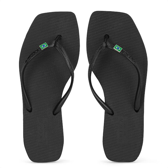 Chinelo Brizza Arezzo Bico Quadrado Square Brasil Preto - Feminino