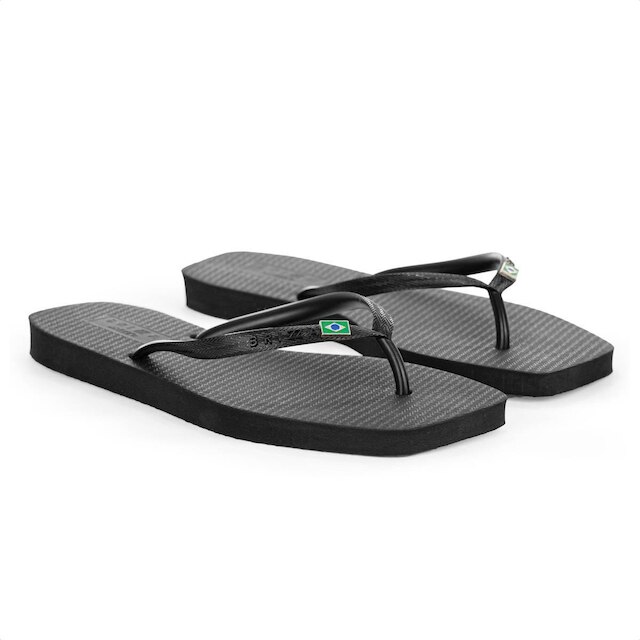 Chinelo Brizza Arezzo Bico Quadrado Square Brasil Preto - Feminino