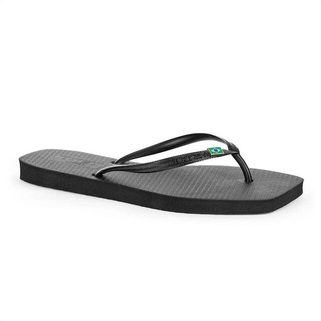 Chinelo Brizza Arezzo Bico Quadrado Square Brasil Preto - Feminino
