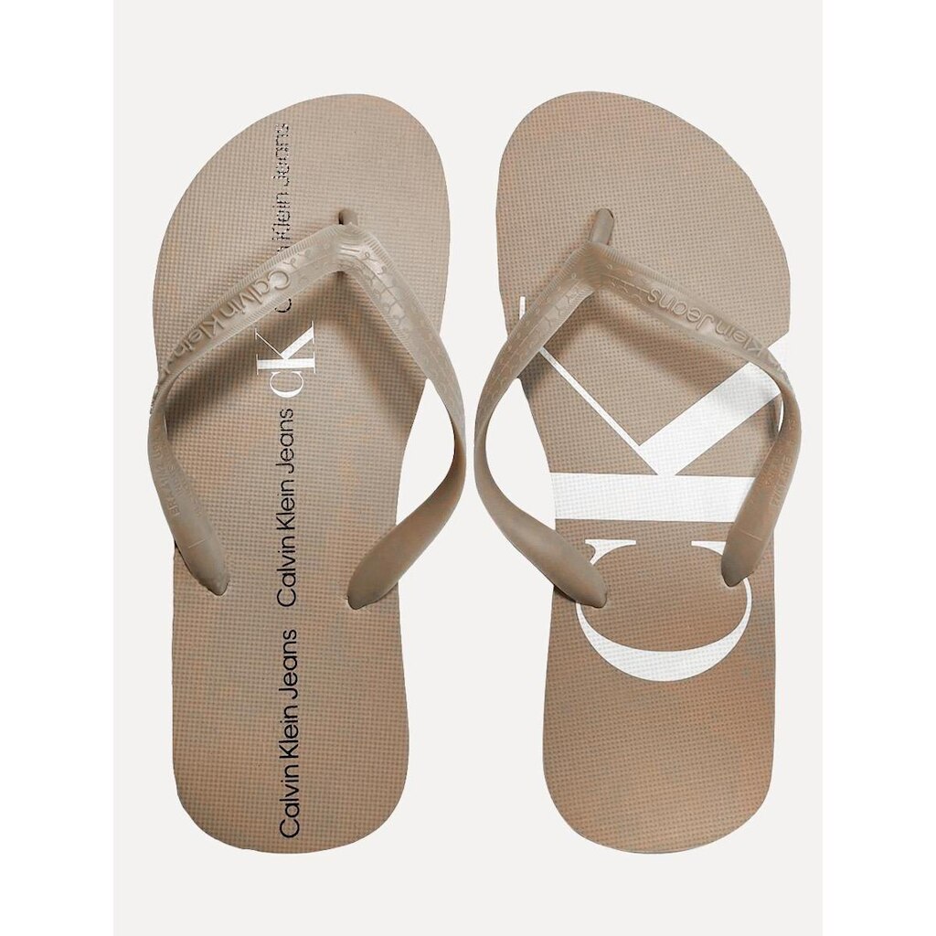 Chinelo Calvin Klein Jeans Logo Flow Blue Cáqui Médio