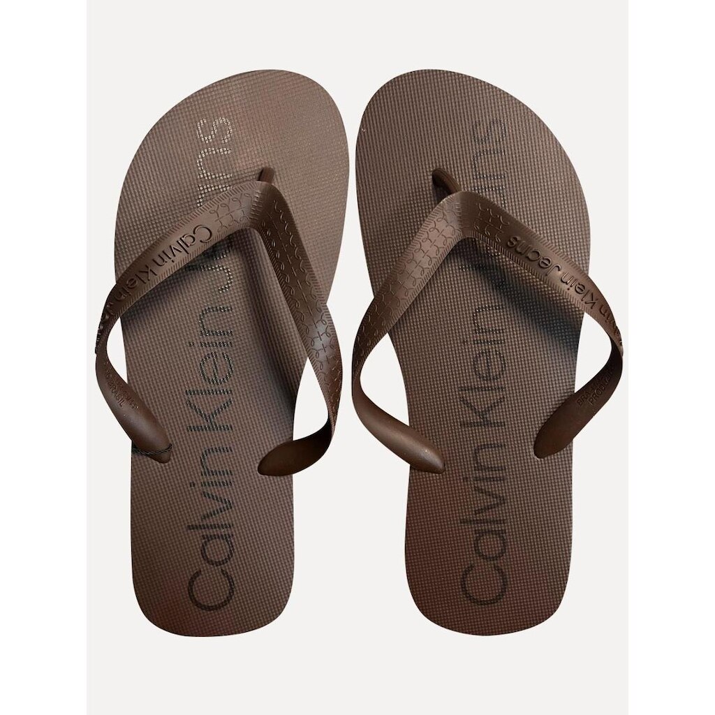 Chinelo Calvin Klein Jeans Silk Blue Logo Básico Marrom