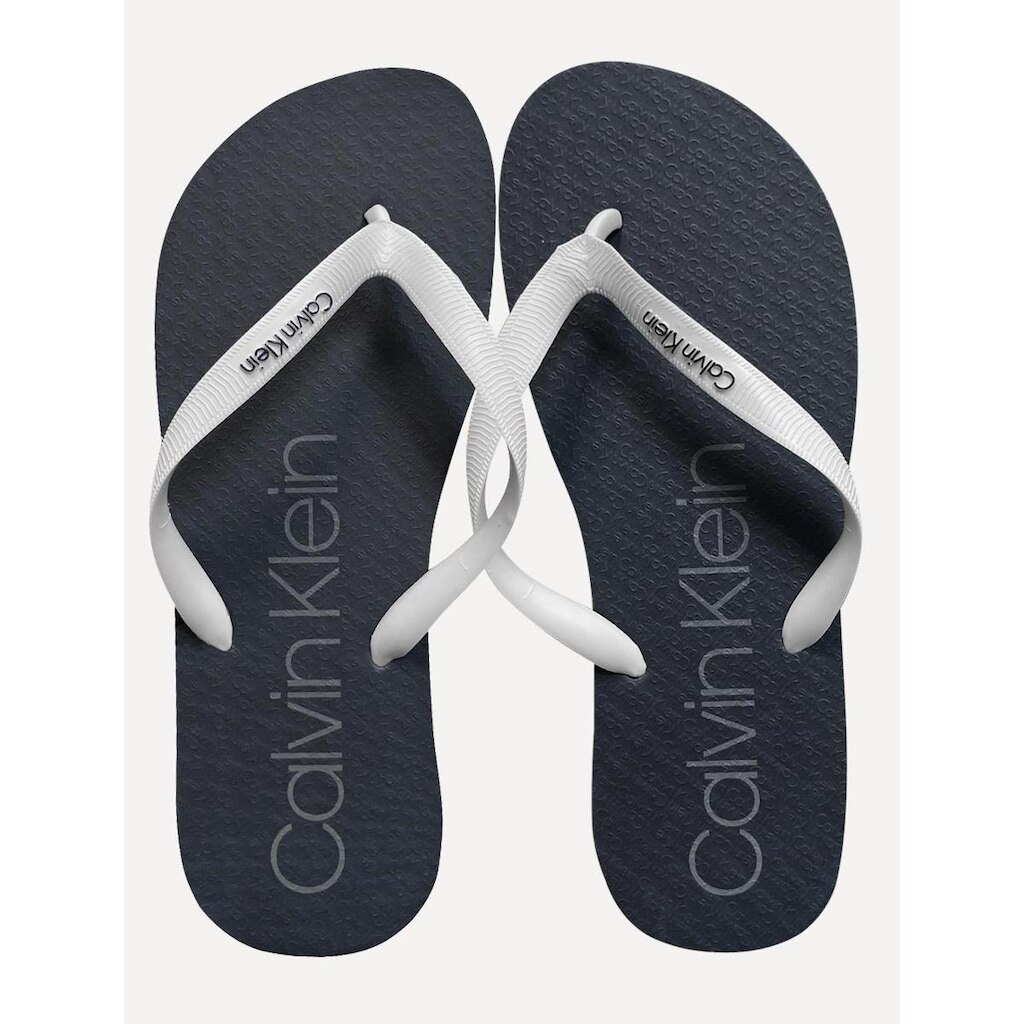 Chinelo Calvin Klein Swimwear Silk Waves Logo Azul Marinho