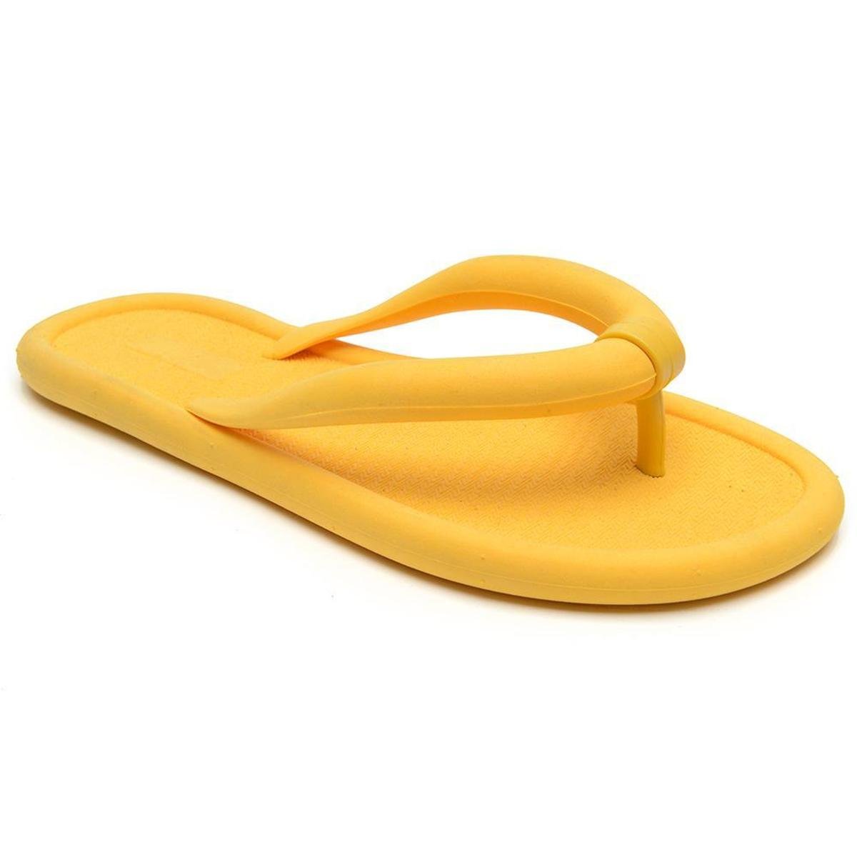 Chinelo Casual Flip Flop Nuvem Feminino Aberto com Sola Borracha e Tiras Largas - Amarelo Menor preço em Chinelo Casual Flip Flop Nuvem Feminino Aberto com Sola Borracha e Tiras Largas - Amarelo