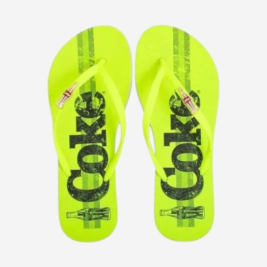Chinelo Coca Cola Coke Bands Feminino Amarelo Neon