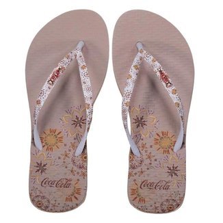 Chinelo Coca-Cola Estampa Floral Tiras Finas