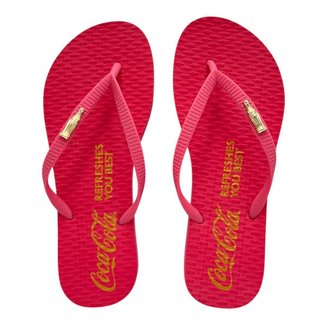 Chinelo Coca Cola Feminino Sandália Estampa Refreshes CC4652 Rosa Pink