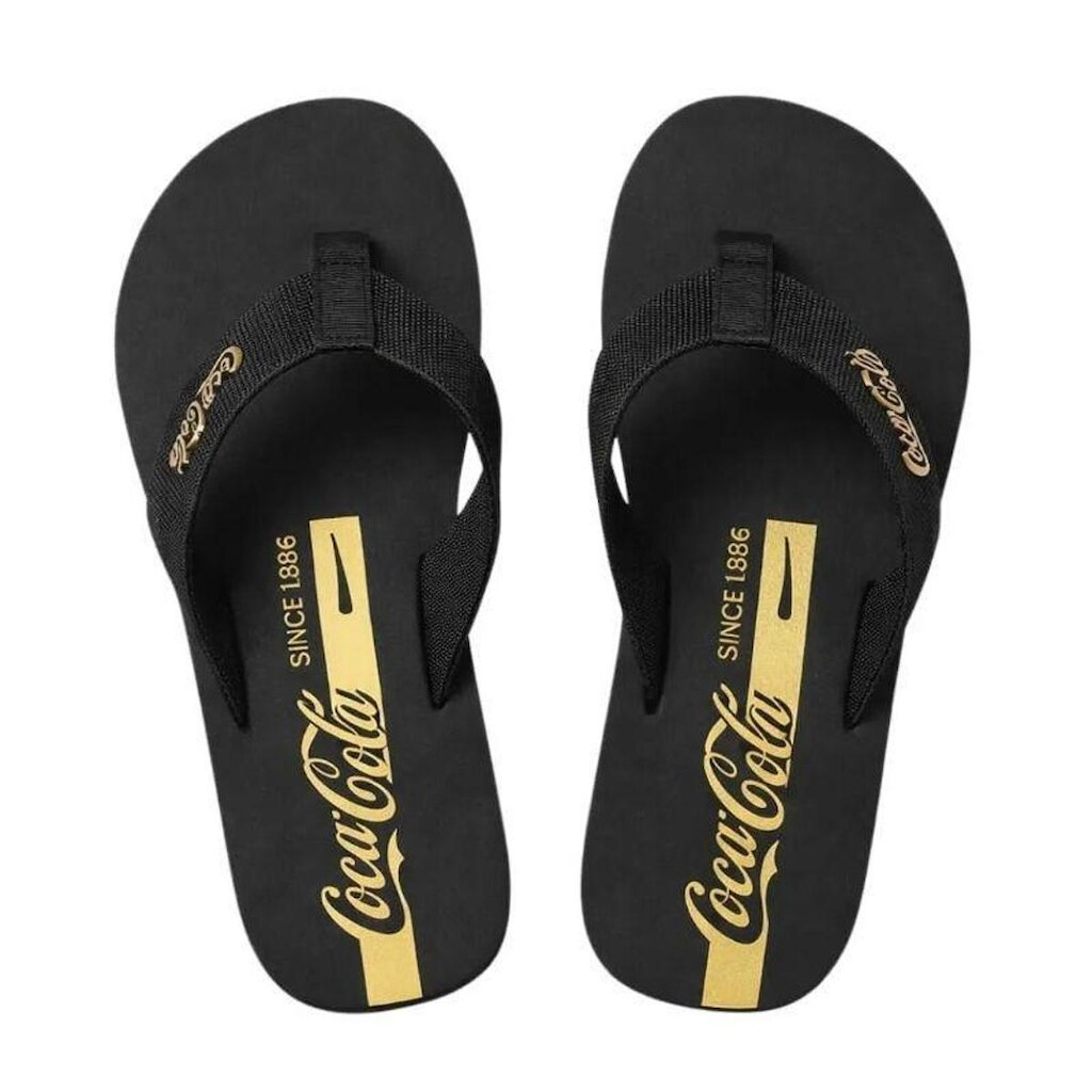 Chinelo Coca-Cola Wave Gold Trace Tratorado Juvenil Unissex - Ref CC4952