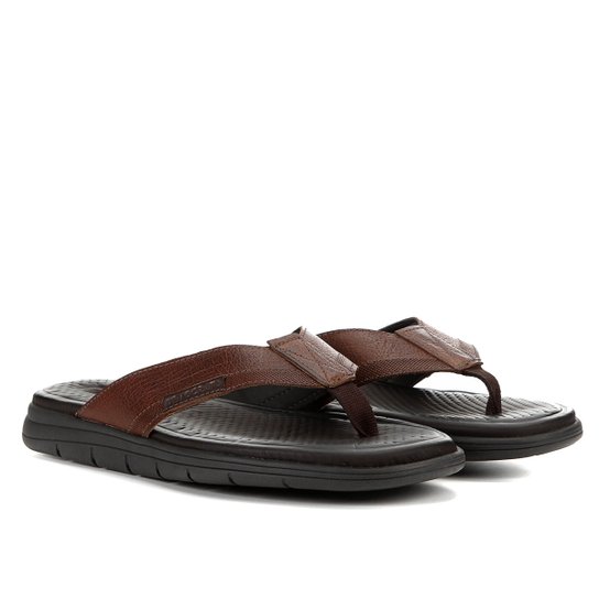 Chinelo Couro Democrata Soul Madculino - Marrom Claro
