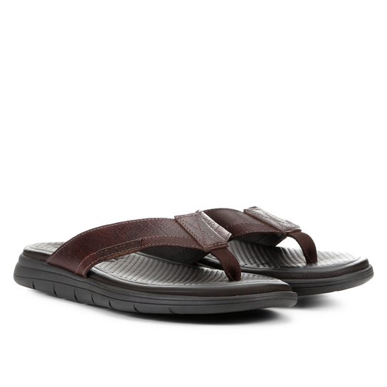 Chinelo Couro Democrata Soul Madculino - Marrom Escuro